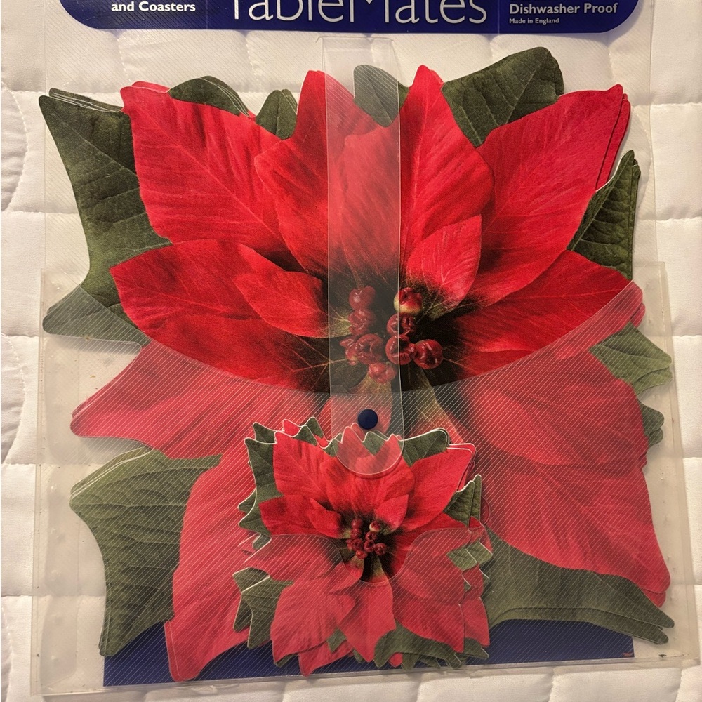 Pimpernel Tablemates Poinsettia Set Of 4 Placemats/4 Coasters New With Tags